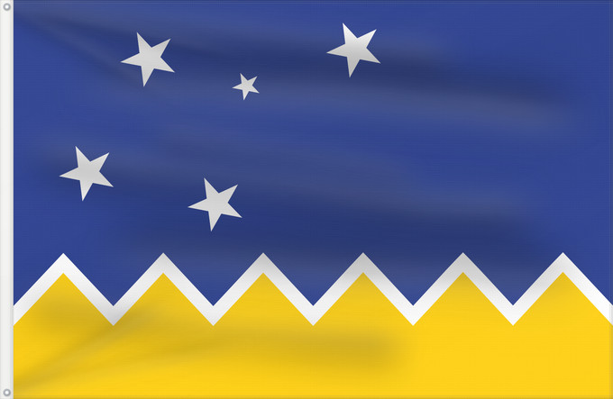 Bandera, con dos ojales metálicos y lado del asta reforzado: Magallanes y la Antártica Chilena, Chile	Magallanes and Chilean Antarctica Region, Chile	Région de Magallanes et d'Antarctique chilienne	XII Región de Magallanes y de la Antártica Chilena	Magallanes und Chilenische Antarktis Region	Regione di Magallanes e