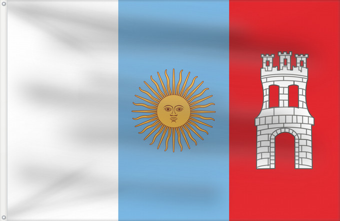 Bandera, con dos ojales metálicos y lado del asta reforzado: Cordoba-inof	Inofficial  Flag of Cordoba province, Argentina	Province de Cordoue (non officiel)	Propuesta y nunca aprobada  no oficial  de la provincia de Córdoba	Provinz Córdoba (inoffiziell)	Provincia di Cordova (non ufficiale)