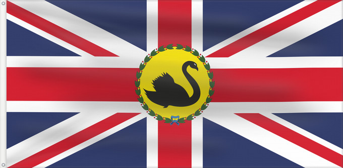 Drapeau, avec deux œillets métalliques et guindant renforcé : Governor of Western Australia 1870-1953 Standard of the Governor of Western Australia 1870-1953