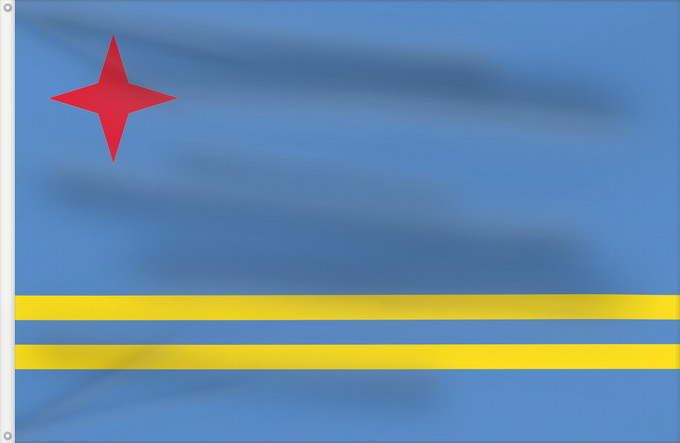 Bandera, con dos ojales metálicos y lado del asta reforzado: Aruba Флаг Арубы