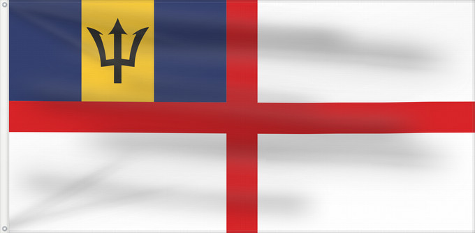 Drapeau, avec deux œillets métalliques et guindant renforcé : Naval Ensign of Barbados