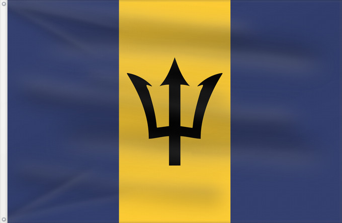 Flag, with two metal eyelets and reinforced hoist: Barbados	Barbade	Barbado	Barbadoksen	Ala Barbadosê	Флаг Барбадоса	Barbadosa