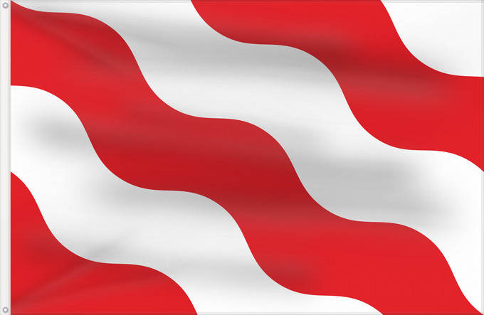 Bandera, con dos ojales metálicos y lado del asta reforzado: Antoing Municipal flag of Antoing, Belgium