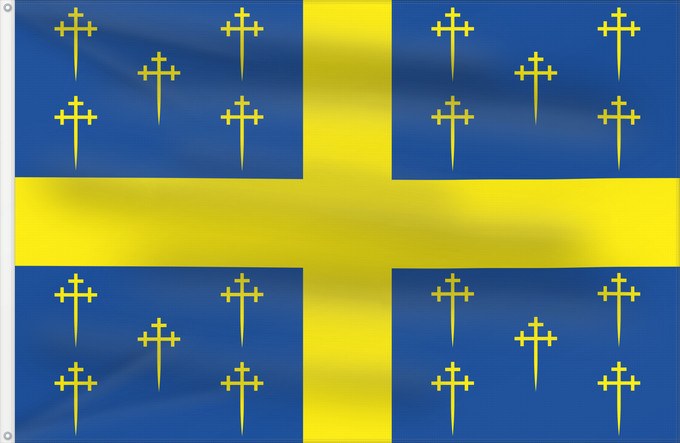 Flag, with two metal eyelets and reinforced hoist: Bertogne Municipal flag of Bertogne, Belgium