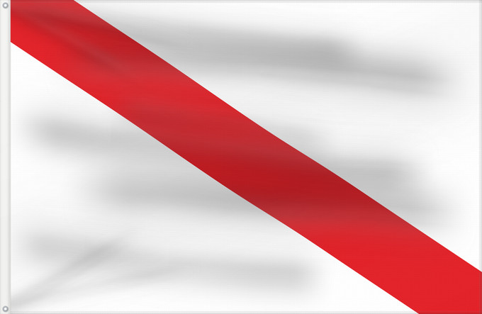 Bandera, con dos ojales metálicos y lado del asta reforzado: Courcelles	Municipal flag of Courcelles, Belgium