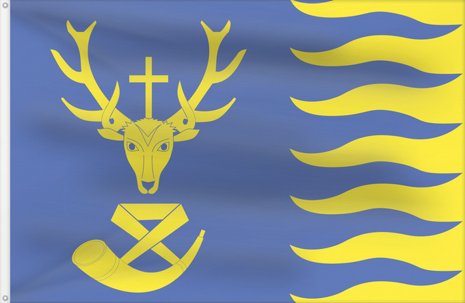 Bandera, con dos ojales metálicos y lado del asta reforzado: Saint-Hubert, Belgium	Saint-Hubert	Saint-Hubert  Belgique	Vlagge van Saint-Hubert