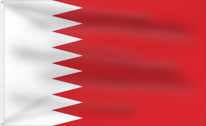 Bandera, con dos ojales metálicos y lado del asta reforzado: Bahrain 1972 Bahrain used from 1972 until 2002. The base image is from the 2002 CIA World Factbook mirrored at UMSL