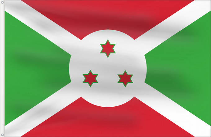 Bandera, con dos ojales metálicos y lado del asta reforzado: Burundi