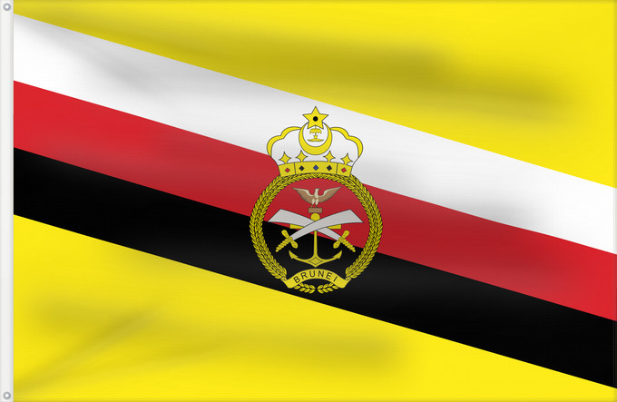 Drapeau, avec deux œillets métalliques et guindant renforcé : War Flag of Brunei War flag of Brunei Tentera Laut Diraja Brunei