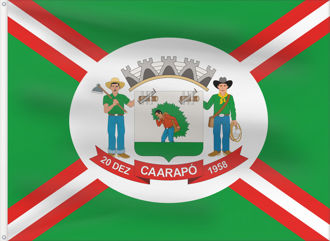Bandera, con dos ojales metálicos y lado del asta reforzado: Caarapo MatoGrossodoSul Brasil	Caarapó	Município de Caarapó no Estado de Mato Grosso do Sul