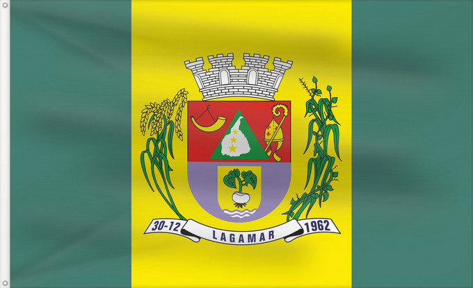 Bandera, con dos ojales metálicos y lado del asta reforzado: Lagamar MinasGerais Brasil	Lagamar	Município de Lagamar no Estado de Minas Gerais
