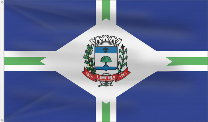Bandera, con dos ojales metálicos y lado del asta reforzado: Limeira SaoPaulo Brasil	Limeira	Município de Limeira no Estado de São Paulo