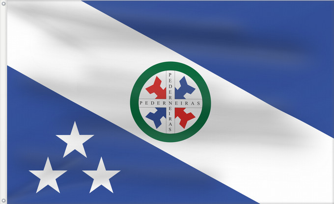 Flagge, mit zwei Metallösen und verstärktem Besatzband: Pederneiras SaoPaulo Brasil Pederneiras Município de Pederneiras no Estado de São Paulo
