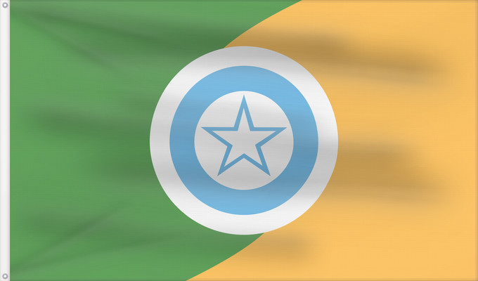 Bandera, con dos ojales metálicos y lado del asta reforzado: RolimdeMoura Rondonia Brasil	Rolim de Moura	Município de Rolim de Moura no Estado de Rondônia