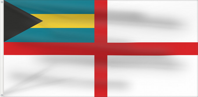 Flag, with two metal eyelets and reinforced hoist: Naval Ensign of the Bahamas
