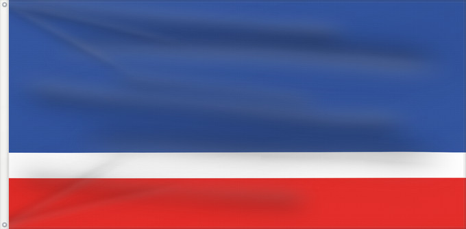 Drapeau, avec deux œillets métalliques et guindant renforcé : Turaw, Belarus	Details Width  length ratio = 1  2 3 horizontal bands blue  6/9	Turaw	Сцяг мястэчка Тураў	Сьцяг мястэчка Тураў	Флаг городского посёлка Туров