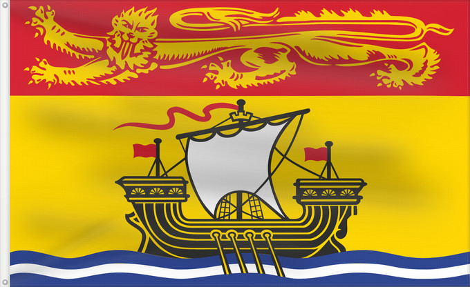 Flag, with two metal eyelets and reinforced hoist: New Brunswick New Brunswick Nouveau-Brunswick Nuevo Brunswick Nuovo Brunswick Banniel proviñs New Brunswick