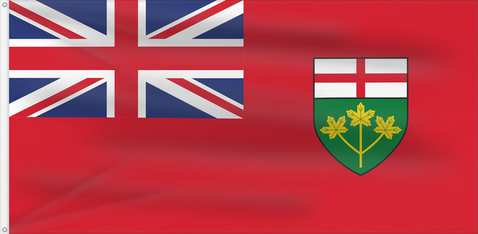 Drapeau, avec deux œillets métalliques et guindant renforcé : Ontario	L Ontario	Banniel proviñs Ontario, Kanada