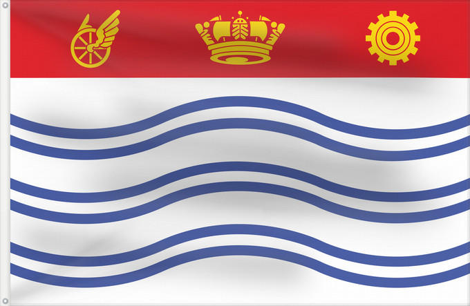 Drapeau, avec deux œillets métalliques et guindant renforcé : Barrie	En Barrie, Ontario