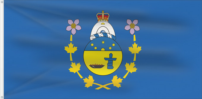 Drapeau, avec deux œillets métalliques et guindant renforcé : Commissioner of Nunavut	Commissaire du Nunavut	Comisionado de Nunavut	Kommissar von Nunavut	Commissario del Nunavut