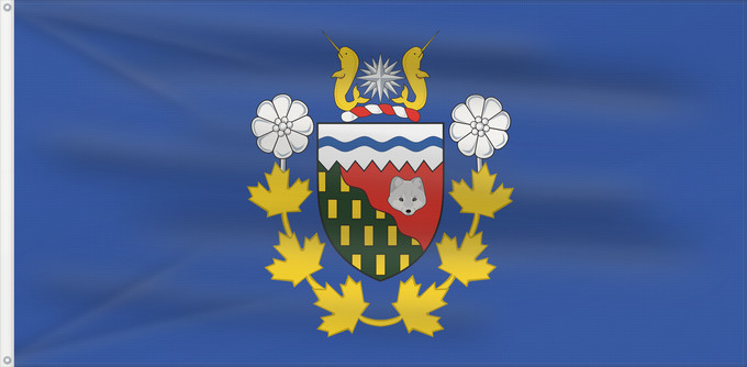 Drapeau, avec deux œillets métalliques et guindant renforcé : Commissioner of the Northwest Territories	Commissaire des Territoires du Nord-Ouest	Comisionado de los Territorios del Noroeste	Kommissar der Nordwest-Territorien	Commissario dei Territori del Nord-Ovest
