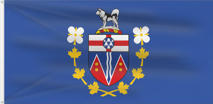 Drapeau, avec deux œillets métalliques et guindant renforcé : Commissioner of Yukon	Commissaire du Yukon	Comisionado de Yukón	Kommissar von Yukon	Commissario dello Yukon