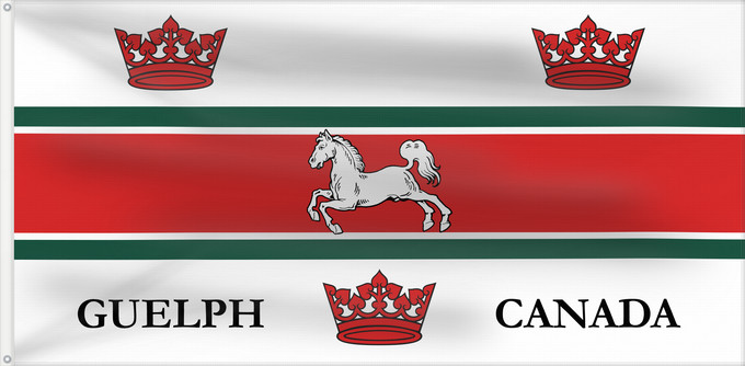 Drapeau, avec deux œillets métalliques et guindant renforcé : Guelph City of Guelph, Ontario, Canada