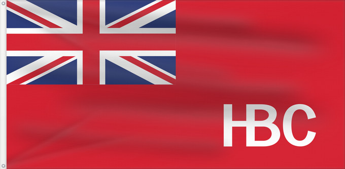 Drapeau, avec deux œillets métalliques et guindant renforcé : Hudson s Bay Company	Historical Hudson s Bay Company Flag originally used in July 21, 1682
