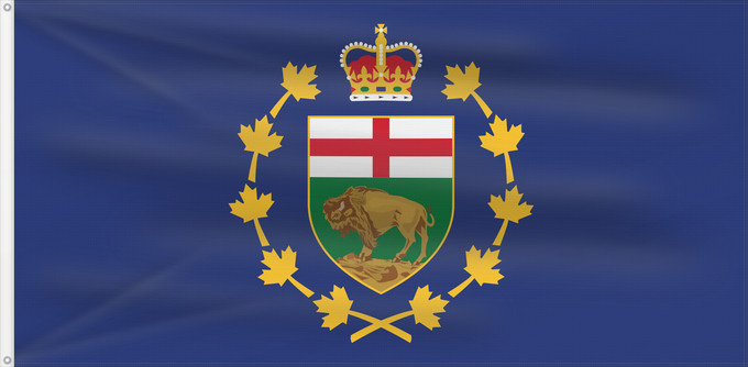 Drapeau, avec deux œillets métalliques et guindant renforcé : Lieutenant-Governor of Manitoba	Lieutenant-gouverneur de Manitoba	Teniente Gobernador de Manitoba	Vizegouverneur von Manitoba	Luogotenente Governatore di Manitoba