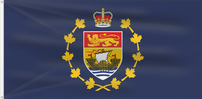 Drapeau, avec deux œillets métalliques et guindant renforcé : Lieutenant-Governor of New Brunswick	Lieutenant-gouverneur du Nouveau-Brunswick	Teniente Gobernador de Nuevo Brunswick	Lieutenant-Gouverneur von New Brunswick	Luogotenente Governatore del Nuovo Brunswick