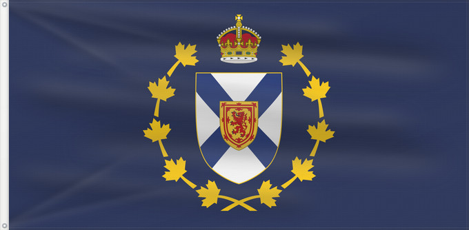 Drapeau, avec deux œillets métalliques et guindant renforcé : Lieutenant-Governor of Nova Scotia	Lieutenant Governor of Nova Scotia	Lieutenant-gouverneur de Nouvelle-Écosse	Teniente Gobernador de Nueva Escocia	Lieutenant Governor von Nova Scotia	Luogotenente Governatore della Nuova Scozia