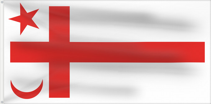 Drapeau, avec deux œillets métalliques et guindant renforcé : Mikmaq State	Míkmaq State flag  Canada