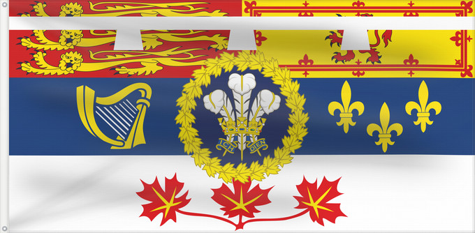 Drapeau, avec deux œillets métalliques et guindant renforcé : Personal Flag of the Prince of Wales for use in Canada