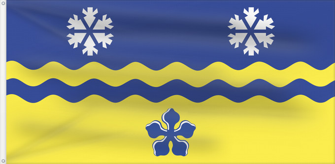 Drapeau, avec deux œillets métalliques et guindant renforcé : Prince George, British Columbia	Prince George, British Columbia, Canada