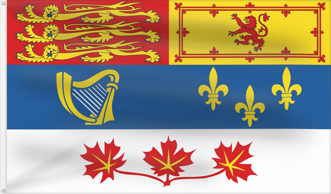 Drapeau, avec deux œillets métalliques et guindant renforcé : Royal Standard of Canada	Étendard royal du Canada	Estandarte Real de Canadá	Königsstandarte von Kanada	Stendardo Reale del Canada