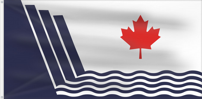 Drapeau, avec deux œillets métalliques et guindant renforcé : Scarborough, Ontario	En Scarborough, Ontario, drawn in