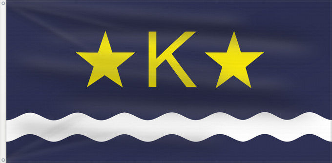 Flag, with two metal eyelets and reinforced hoist: Kinshasa	Kinshasha, Democratic Republic of Congo	Kinshasa, République démocratique du Congo	Dalapo ya Kinsasa	Bɛndɛ́lɛ ya Kinsásá