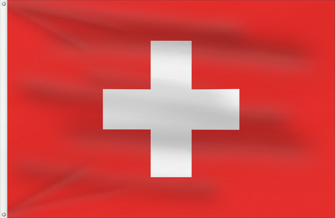 Flagge, mit zwei Metallösen und verstärktem Besatzband: Civil Ensign of Switzerland	Switzerland at sea	Pavillon naval de la Suisse	Suiza (paisaje)	Schweizer Flagge zur See	Svizzera (paesaggio)