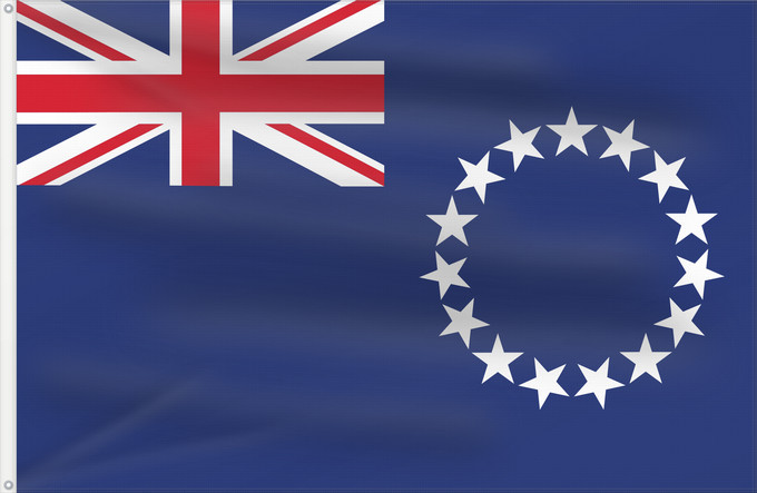 Drapeau, avec deux œillets métalliques et guindant renforcé : Cook Islands	Cook !Îles Cook	Islas Cook	Cookinseln