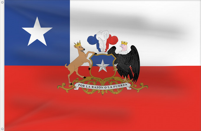 Flag, with two metal eyelets and reinforced hoist: President of Chile Presidential flag of the Republic of Chile Étendard présidentiel du Chili Presidencial de la República de Chile Präsidentenstandarte von Chile Stendardo presidenziale del Cile Presidencial da República do Chile
