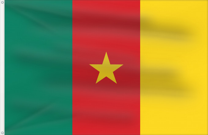 Drapeau, avec deux œillets métalliques et guindant renforcé : Cameroon	Cameroun	Camerún	Kamerun	Camerun	ক্যামেরুনের পতাকা।	Kamerunu	Kameruno	پرچم کامرون	Fändel vum Kamerun	Знаме на Камерун	Camerunului	Kameruna	Kameruns