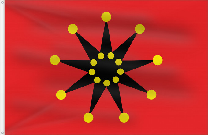 Flag, with two metal eyelets and reinforced hoist: Chinese-army Wuhan flag  1911-1928  18 dots	The banner of the Wuchang uprising  zh 武昌起义  of October 10, 1911, subsequently used as the flag of the army of the Republic of China
