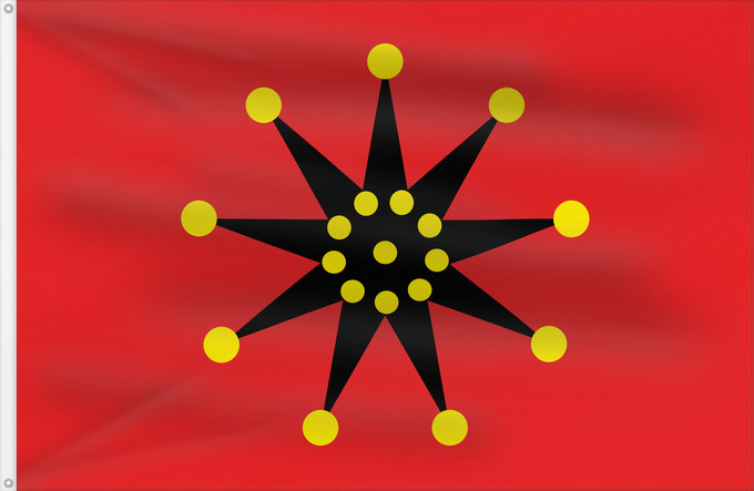 Flag, with two metal eyelets and reinforced hoist: Chinese-army Wuhan flag  1911-1928  19 dots	The banner of the Wuchang uprising  zh 武昌起义  of October 10, 1911, subsequently used as the flag of the army of the Republic of China