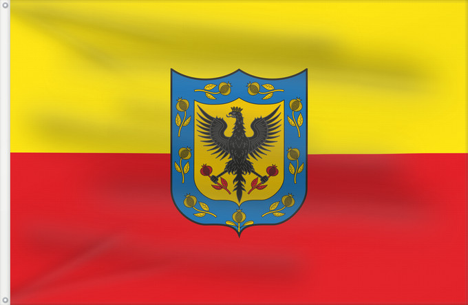 Flagge, mit zwei Metallösen und verstärktem Besatzband: Bogotá D.C  Cundinamarca	Ciudad de Bogotá  Colombia