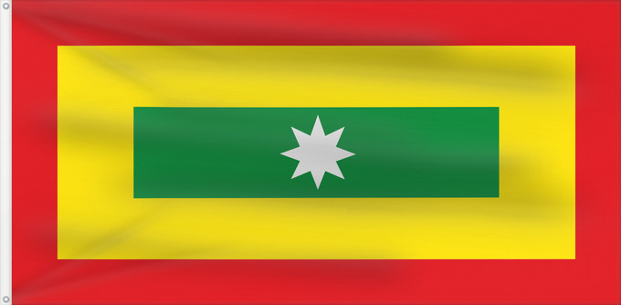 Flag, with two metal eyelets and reinforced hoist: Cartagena Bolívar Cartagena (Bolívar) Carthagène (Bolívar) Ciudad de Cartagena de Indias Bolívar
