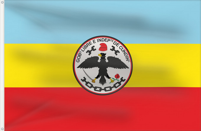 Flagge, mit zwei Metallösen und verstärktem Besatzband: Cundinamarca	Cundinamarca department, Colombia	Departamento de Cundinamarca, Colombia