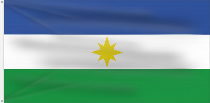 Bandera, con dos ojales metálicos y lado del asta reforzado: La Estrella