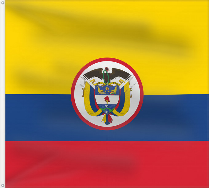 Flag, with two metal eyelets and reinforced hoist: Military flag of Colombia That is used by the Army of Colombia Guerra del Ejército de Colombia para las tropas de a pie Militare della Colombia