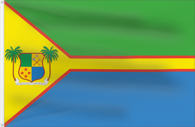 Bandera, con dos ojales metálicos y lado del asta reforzado: Morales  Bolívar	Morales (Bolívar)	Morales  Bolivar