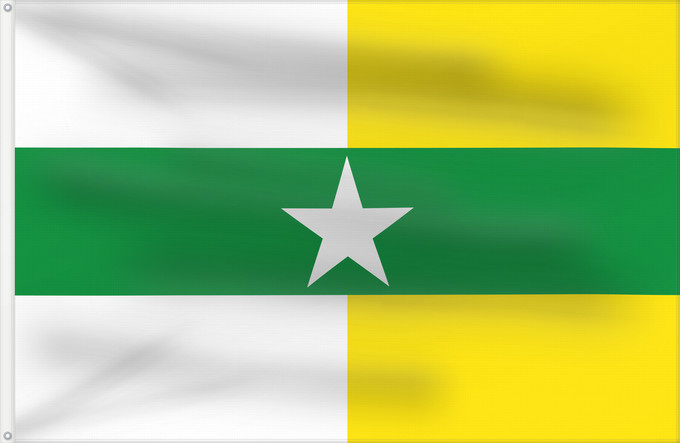 Flagge, mit zwei Metallösen und verstärktem Besatzband: Puerto Colombia Atlántico Puerto Colombia Municipio de Puerto Colombia Atlántico